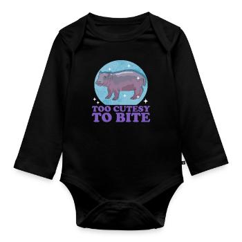 Hippopotame hippopotame hippopotames cadeau de bébé - Body Bébé bio manches longues - noir - Devant
