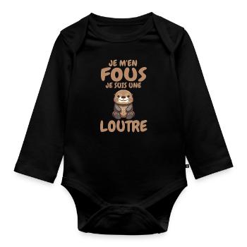 Je M'en Fous Je Suis Une Loutre Cadeau - Body Bébé bio manches longues - noir - Devant