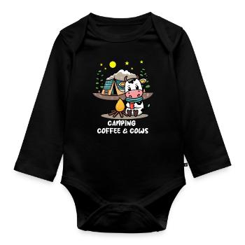 Camping Coffee Cows Country Life Holiday Weekend - Organic Longsleeve Baby Bodysuit - black - Front