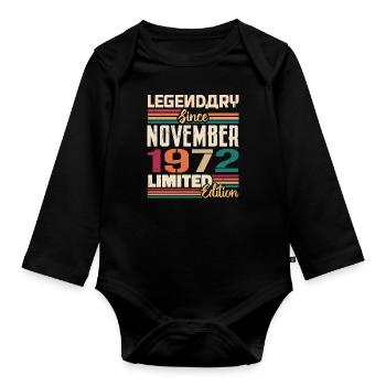 Legendär Seit November 1972 - Geschenk 1972 - Baby Bio-Langarm-Body - Schwarz - Vorne