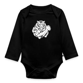 Tiger Biceps Tattoo I Love Dad - Organic Longsleeve Baby Bodysuit - black - Front