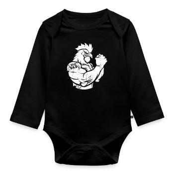Poulet poule biceps tatouage j’aime papa - Body Bébé bio manches longues - noir - Devant