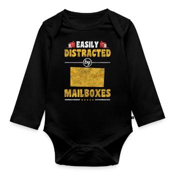Postman Letter Work - Organic Longsleeve Baby Bodysuit - black - Front