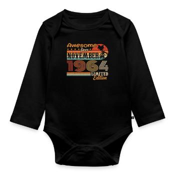 Une légende est née en novembre 1964 - 1964 - Body Bébé bio manches longues - noir - Devant
