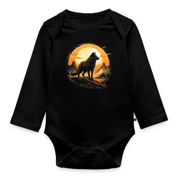 Geschenk Wikinger Wolf Krafttier Schamane Odin - Baby Bio-Langarm-Body - Schwarz - Vorne