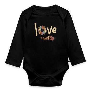 Liebe Tante Leben Lustig Tante Weihnachten - Baby Bio-Langarm-Body - Schwarz - Vorne