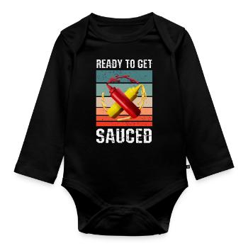 Ready to get sauced - Organic Longsleeve Baby Bodysuit - black - Front