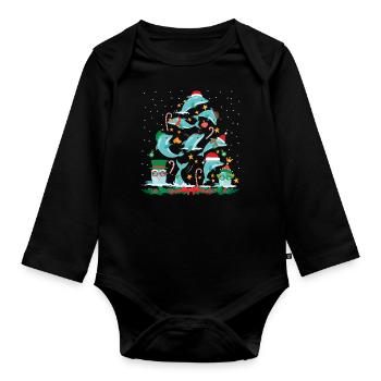 Arbre de Noël dauphin - Body Bébé bio manches longues - noir - Devant