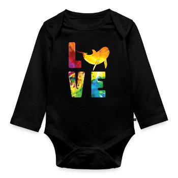 Dolphin Watercolor Love - Baby Bio-Langarm-Body - Schwarz - Vorne