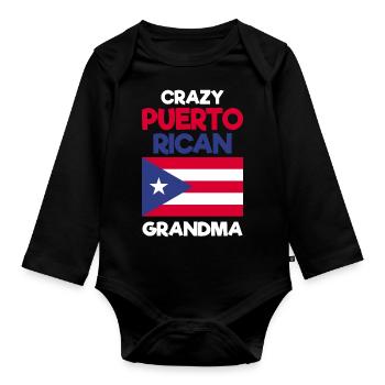 Puerto Rico | Puerto Ricaner Flagge Geschenkideen - Baby Bio-Langarm-Body - Schwarz - Vorne
