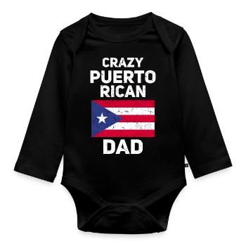 Puerto Rico | Puerto Ricaner Flagge Geschenkideen - Baby Bio-Langarm-Body - Schwarz - Vorne