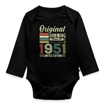 Vintage Birthday 1951 - Organic Longsleeve Baby Bodysuit - black - Front