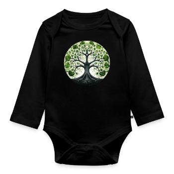 Tree of Life Spiritual Tree of Life Yggdrasil - Organic Longsleeve Baby Bodysuit - black - Front