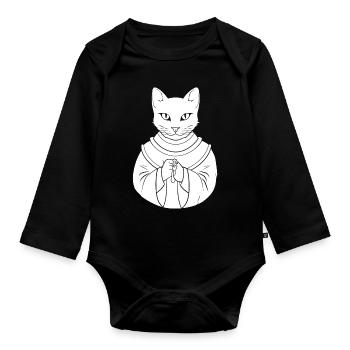 Chat chrétien chrétien - Body Bébé bio manches longues - noir - Devant