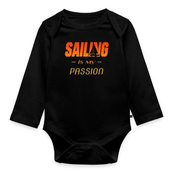 Segeln - Spruch für Segler - Baby Bio-Langarm-Body - Schwarz - Vorne