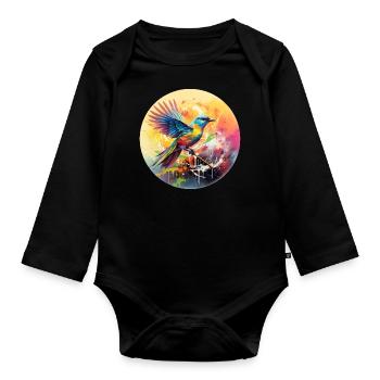Vogel Singvogel Geschenk für Vogel Fans Natur - Baby Bio-Langarm-Body - Schwarz - Vorne