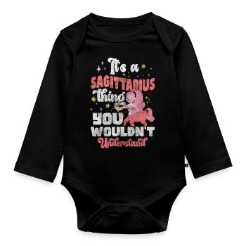 Zodiac sign birth superstition - Organic Longsleeve Baby Bodysuit - black - Front