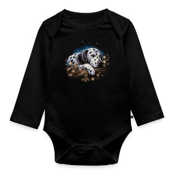 Dalmatien endormi - Body Bébé bio manches longues - noir - Devant