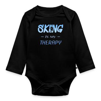 Ski-Fahrer T-Shirt Geschenk Apre Ski Berg - Baby Bio-Langarm-Body - Schwarz - Vorne