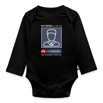 Office humor gifts - Organic Longsleeve Baby Bodysuit - black - Front