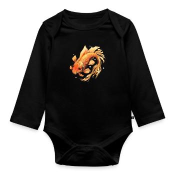 Koi Fish Japanese Carp Pond - Body Bébé bio manches longues - noir - Devant