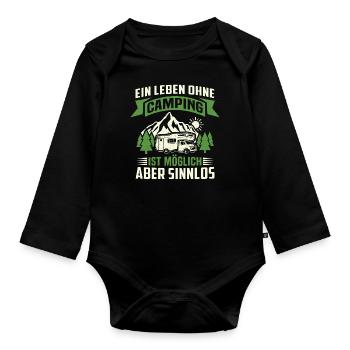 Ein Leben Ohne Camping Ist Möglich Aber Sinnlos - Baby Bio-Langarm-Body - Schwarz - Vorne
