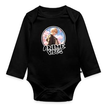 Cool Anime Boy & Cherry Blossom - Chemise d’anime - Body Bébé bio manches longues - noir - Devant