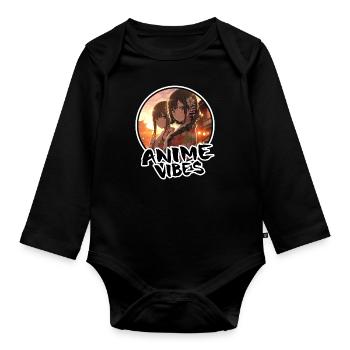 Anime Girls in Kyoto at Sunset – Anime Shirt - Organic Longsleeve Baby Bodysuit - black - Front
