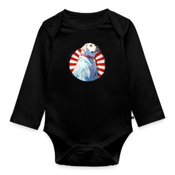 Cute Dog wearing a Kimono - Anime Shirt - Organic Longsleeve Baby Bodysuit - black - Front