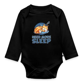 Vêtements de nuit pour chat endormi - Relaxant - Body Bébé bio manches longues - noir - Devant