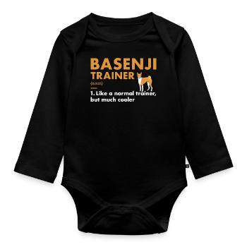 Chien Basenji Dresseur Definiton - Body Bébé bio manches longues - noir - Devant
