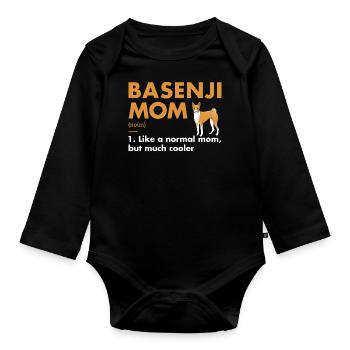 Chien Basenji Maman Définition - Body Bébé bio manches longues - noir - Devant