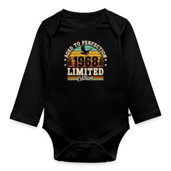 1968 - Timeless Birthday Anniversary - Organic Longsleeve Baby Bodysuit - black - Front