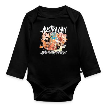 Australian Aboriginal - Baby Bio-Langarm-Body - Schwarz - Vorne
