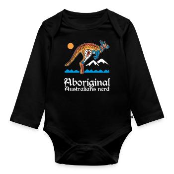 Aboriginal Australians Nerd - Baby Bio-Langarm-Body - Schwarz - Vorne