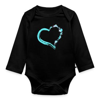 Coeur de dauphin - Body Bébé bio manches longues - noir - Devant