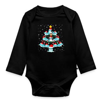 Arbre de Noël dauphin - Body Bébé bio manches longues - noir - Devant