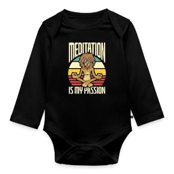 Meditation Is My Passion Exercise Yoga Lion Lover - Organic Longsleeve Baby Bodysuit - black - Front