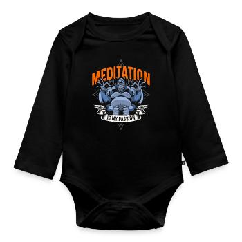 Meditation Is My Passion Meditate Gorilla Lover - Baby Bio-Langarm-Body - Schwarz - Vorne
