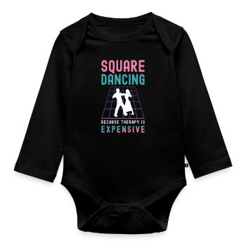 La danse carrée parce que la thérapie est la danse country - Body Bébé bio manches longues - noir - Devant