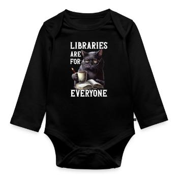 Libraries are for everyone Librarian - Organic Longsleeve Baby Bodysuit - black - Front