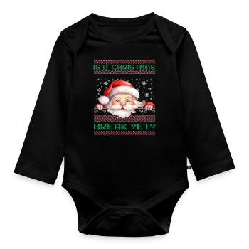 C’est déjà les vacances de Noël ? Père Noël professeur - Body Bébé bio manches longues - noir - Devant