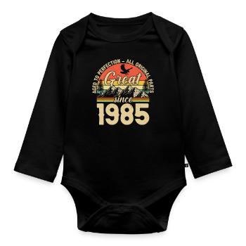 1985 - Ein legendäres Jahr - Baby Bio-Langarm-Body - Schwarz - Vorne