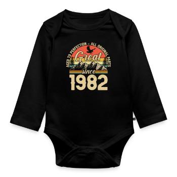 Vintage 1982 - Zeitlose Retro-Perfektion - Baby Bio-Langarm-Body - Schwarz - Vorne