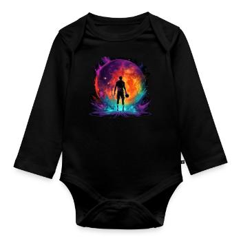 Basketball player in art design for sports fans - Organic Longsleeve Baby Bodysuit - black - Front