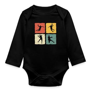 Handball Player Retro T-Shirt Handball - Organic Longsleeve Baby Bodysuit - black - Front