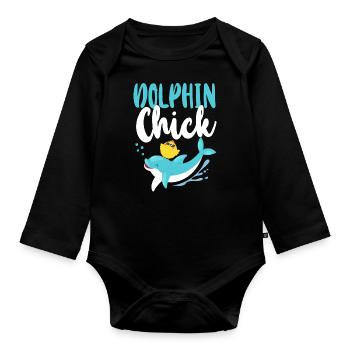 Poulet Dauphin Poussin Dauphin - Body Bébé bio manches longues - noir - Devant