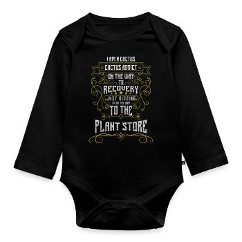 Cacti Garden Pricking - Organic Longsleeve Baby Bodysuit - black - Front