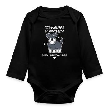 Schnauzer Küsschen sind unbezahlbar - Baby Bio-Langarm-Body - Schwarz - Vorne