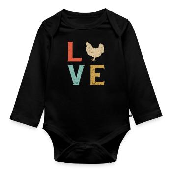 I love chickens - Organic Longsleeve Baby Bodysuit - black - Front